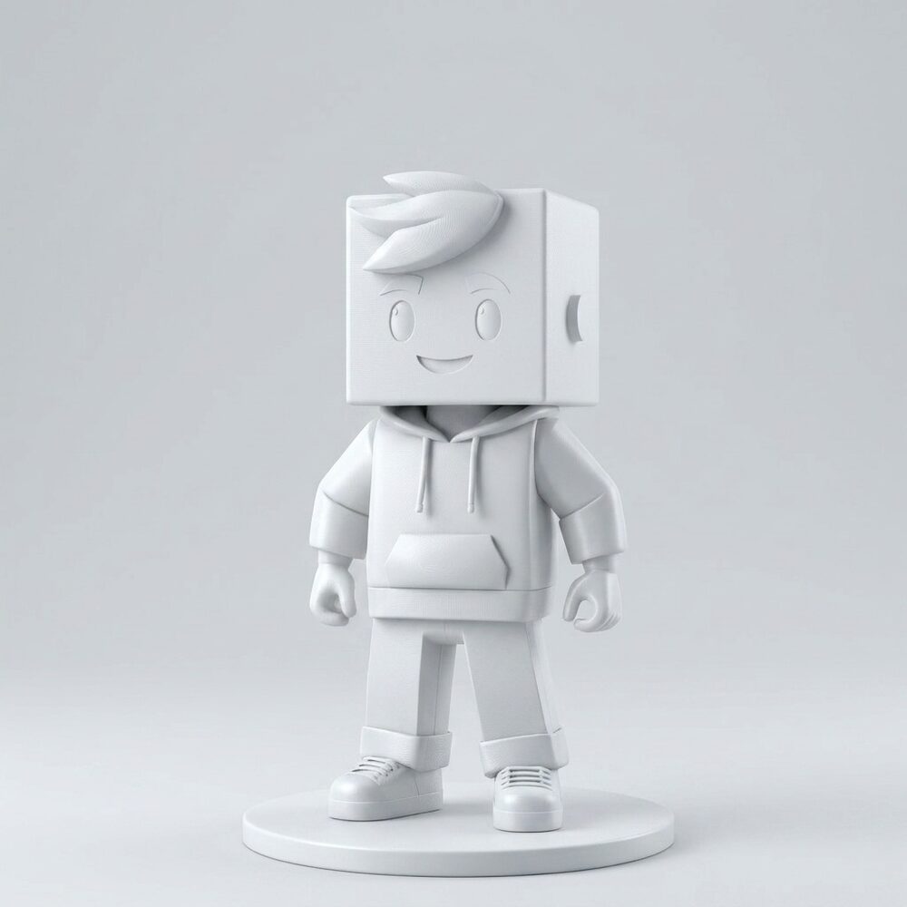 Avataren 3D-printad som en riktig figur i marmorvitt